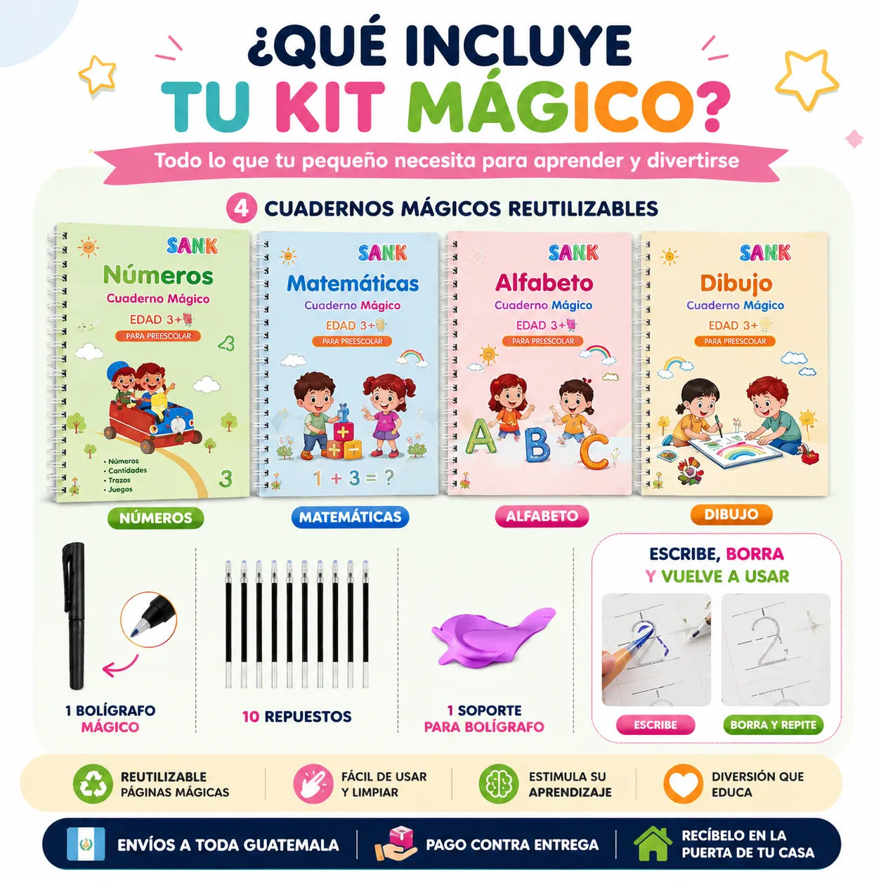 Set 4 cuadernos Mágicos Montessori+10REP