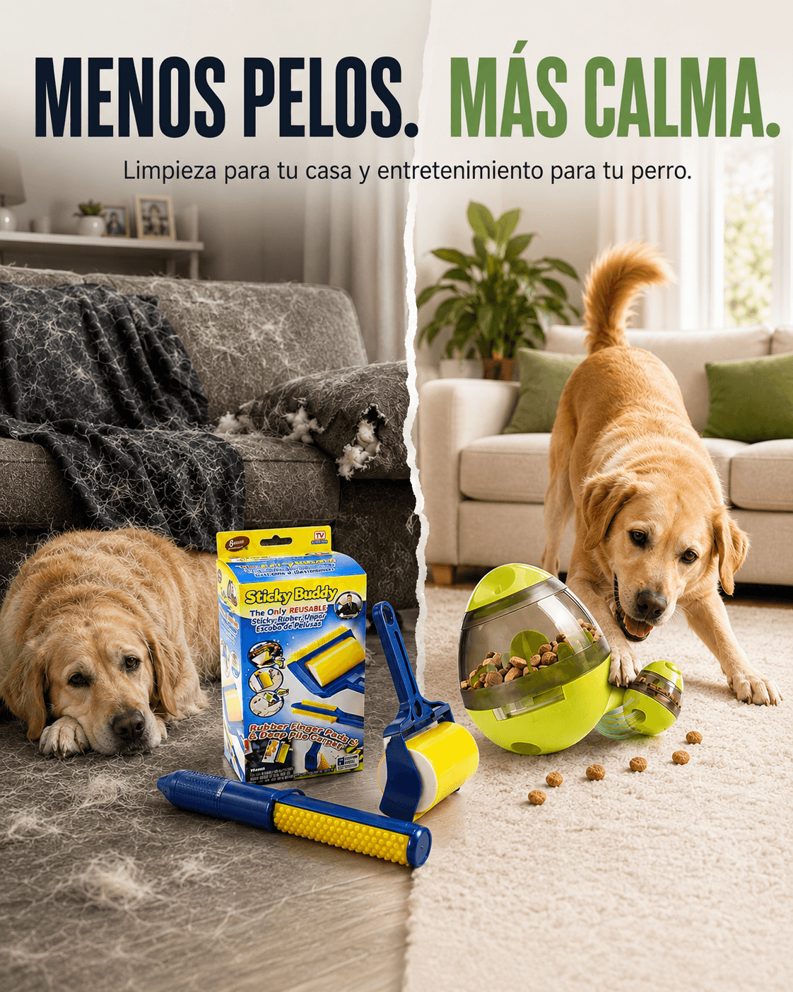 Rodillo quita pelusas + Juguete Interactivo De Comida Para Perro