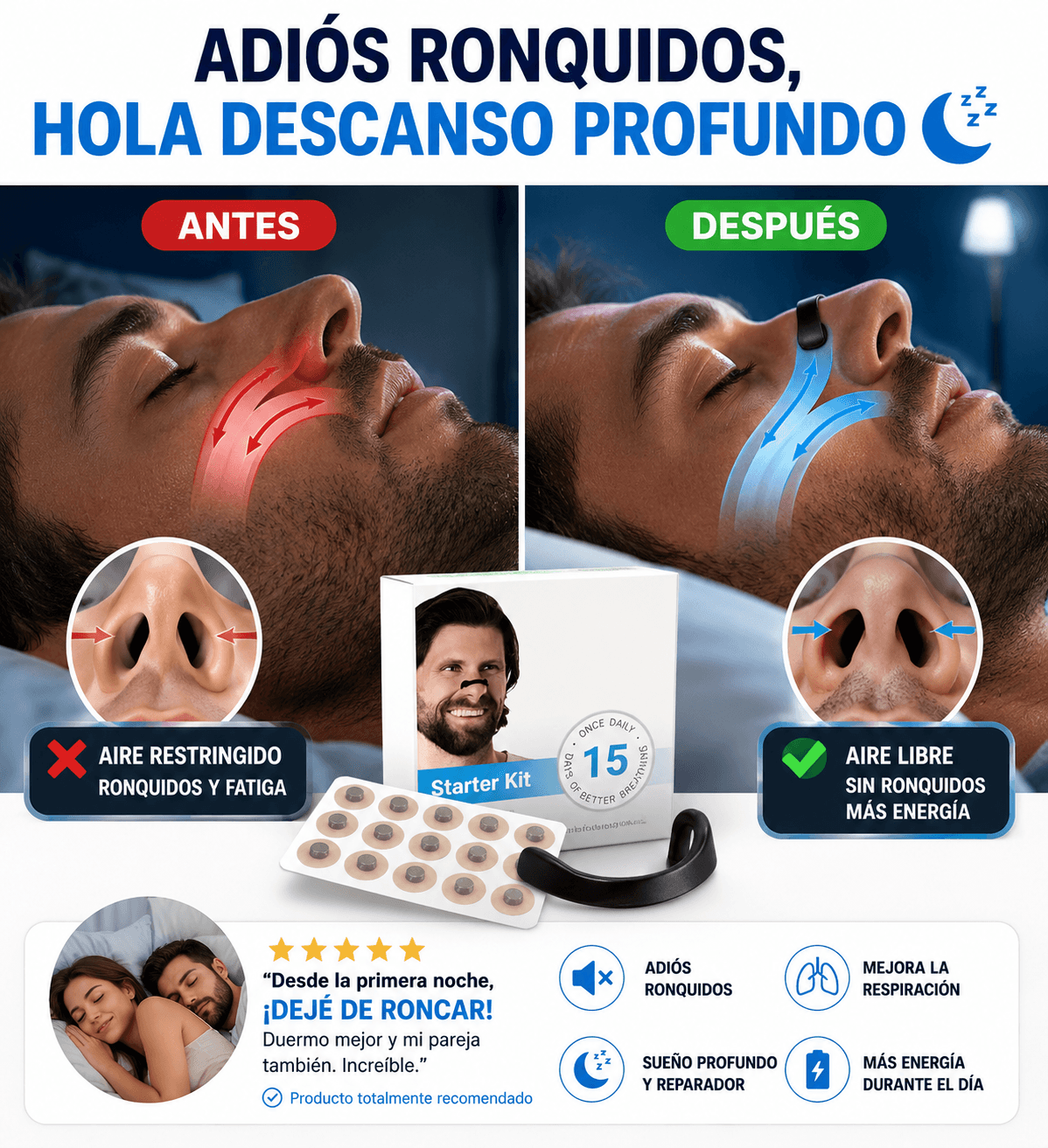 Tiras nasales magnéticas antirronquidos