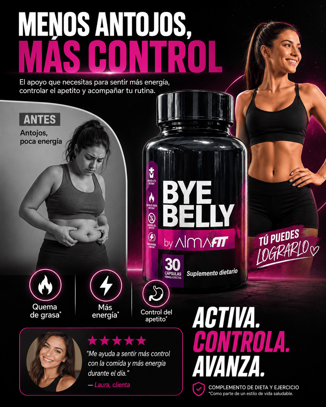 BYE BELLY SUPLEMENTO QUEMA GRASA X30