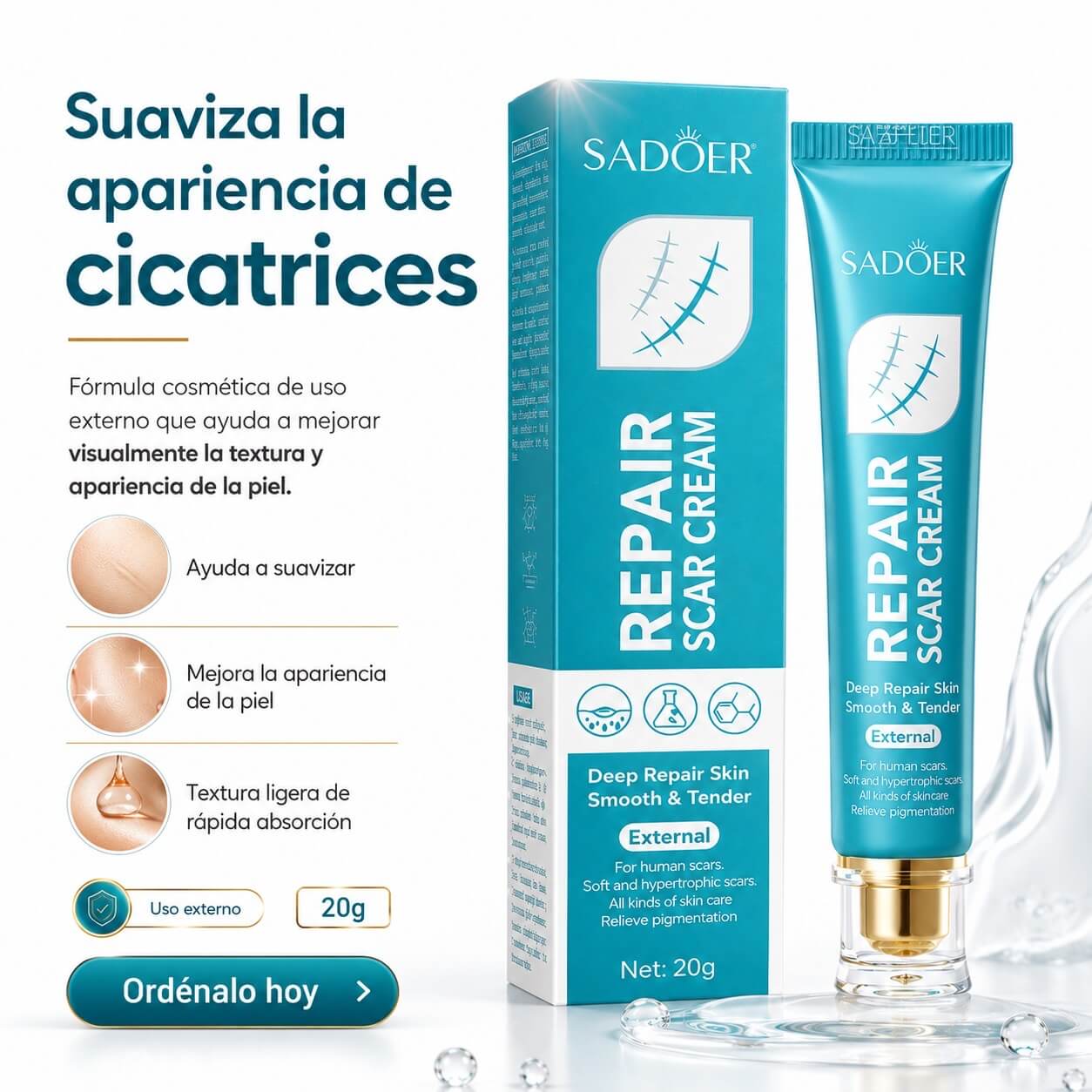 Crema Reparadora de Cicatrices con Silicona Médica – Suaviza y Reduce Marcas Visibles