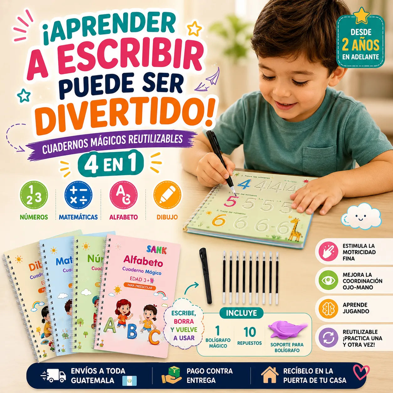 Set 4 cuadernos Mágicos Montessori+10REP