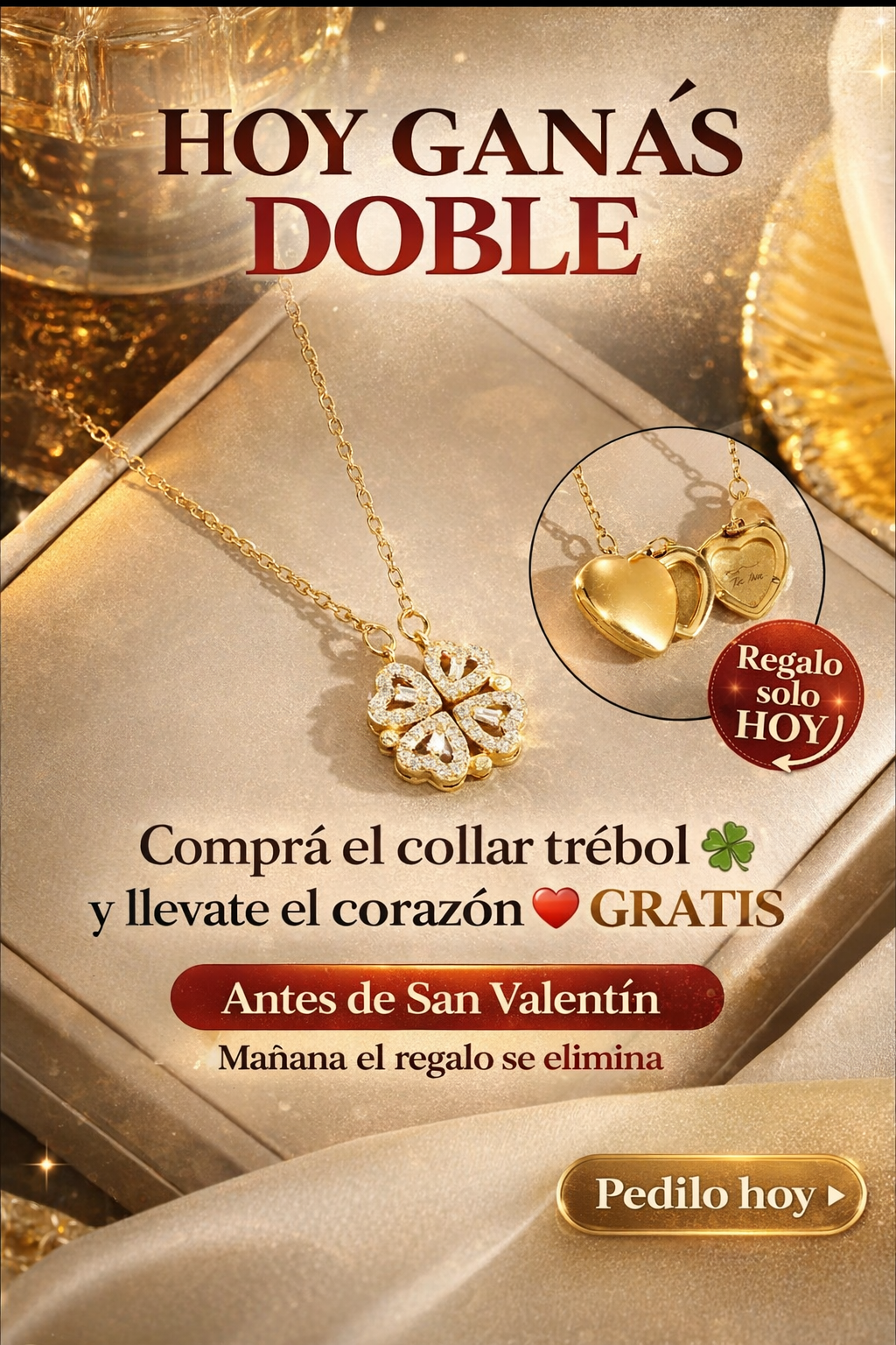 Trébol Premium + Corazón Elegance de REGALO -  Sí la Va a Emocionar (Sin Arriesgarte a Fallar)