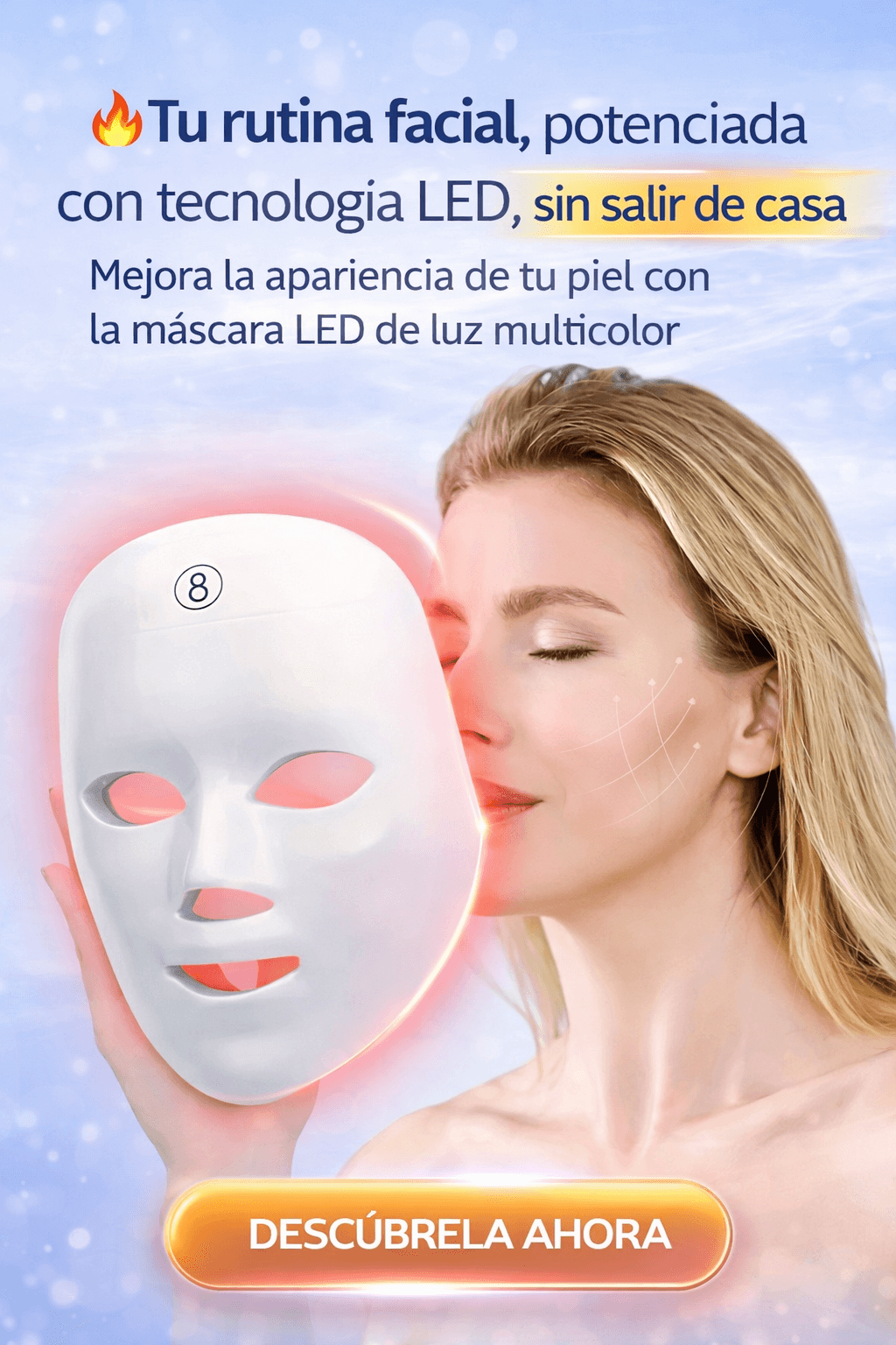 Máscara Led PREMIUM® - 🔴🔵 7 luces LED para cuidar tu piel en solo minutos al día