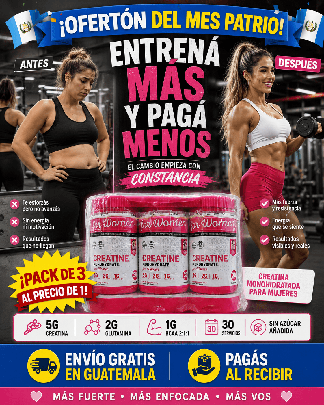 COMPRA 3 Y PAGA 1 - CREATINA MONOHIDRATADA PARA MUJER