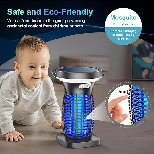 Anysun Mata Mosquitos Electrico Solar, Lampara Antimosquitos Impermeable, Mosquitos Electrico USB Recargable, Anti Mosquitos Electrico para Interiores, Inicio, Patios, Jardines, Acampar