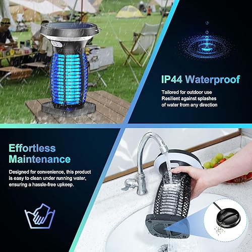 Anysun Mata Mosquitos Electrico Solar, Lampara Antimosquitos Impermeable, Mosquitos Electrico USB Recargable, Anti Mosquitos Electrico para Interiores, Inicio, Patios, Jardines, Acampar