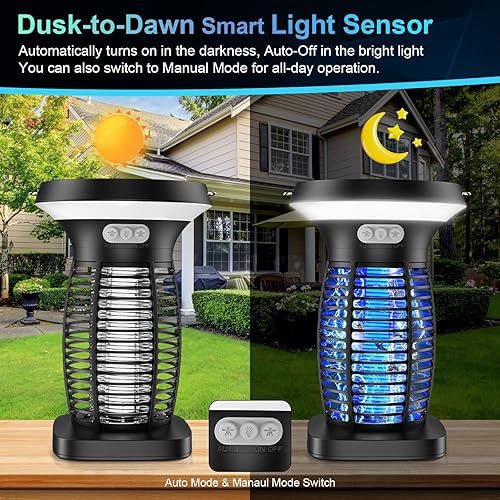 Anysun Mata Mosquitos Electrico Solar, Lampara Antimosquitos Impermeable, Mosquitos Electrico USB Recargable, Anti Mosquitos Electrico para Interiores, Inicio, Patios, Jardines, Acampar